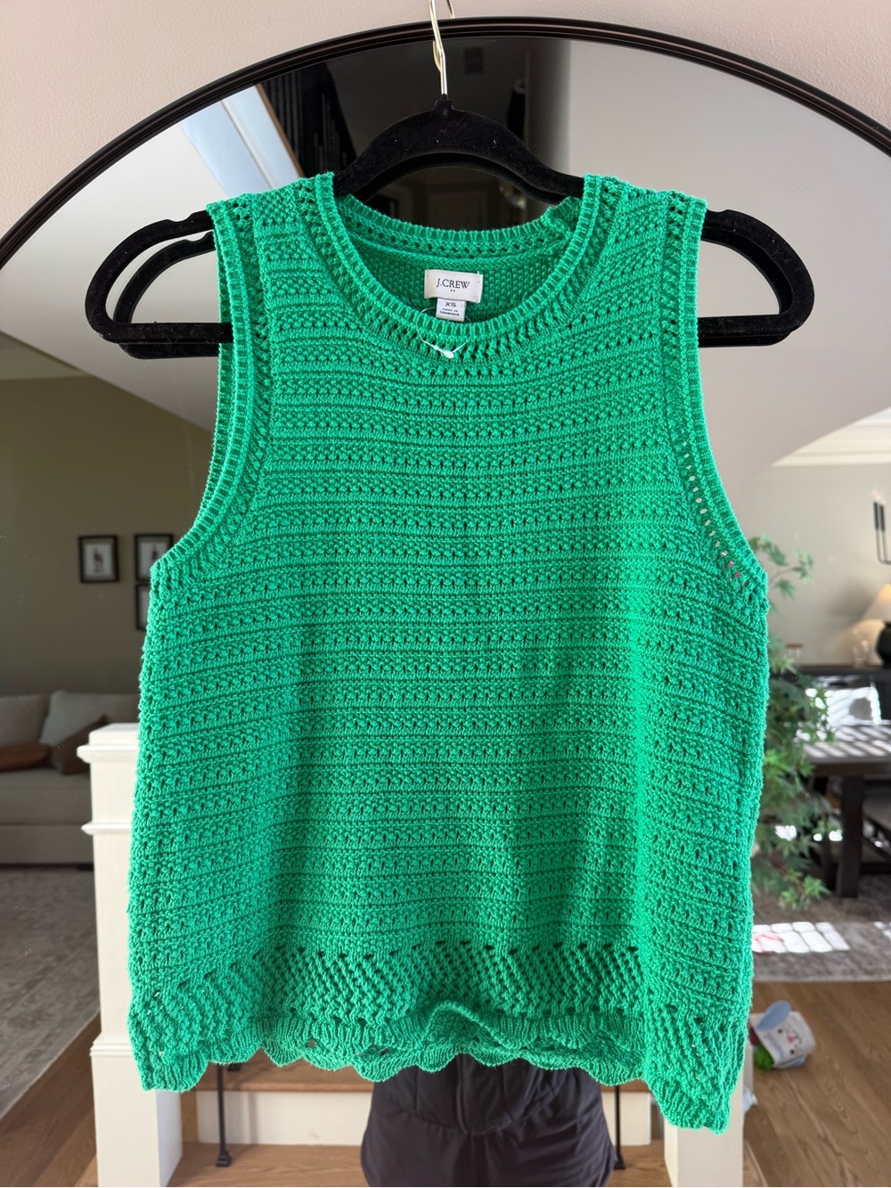 J. Crew Green Crochet Knit Tank Top